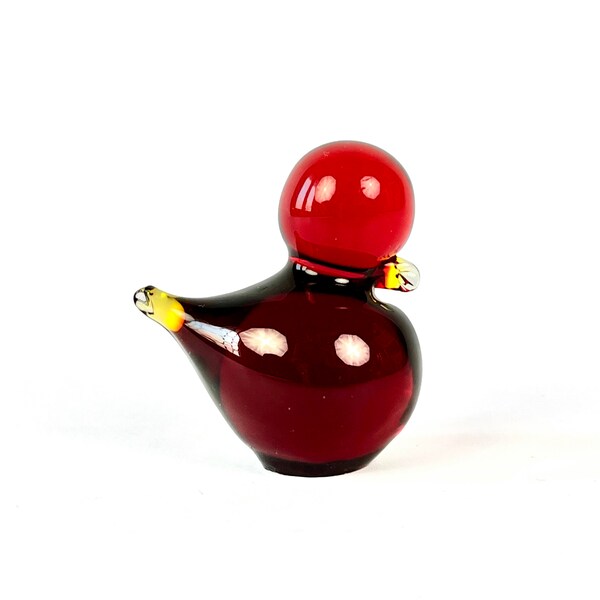 FM Konstglass Ronneby Sweden Mini Crystal Amberina Ruby Cardinal Bird