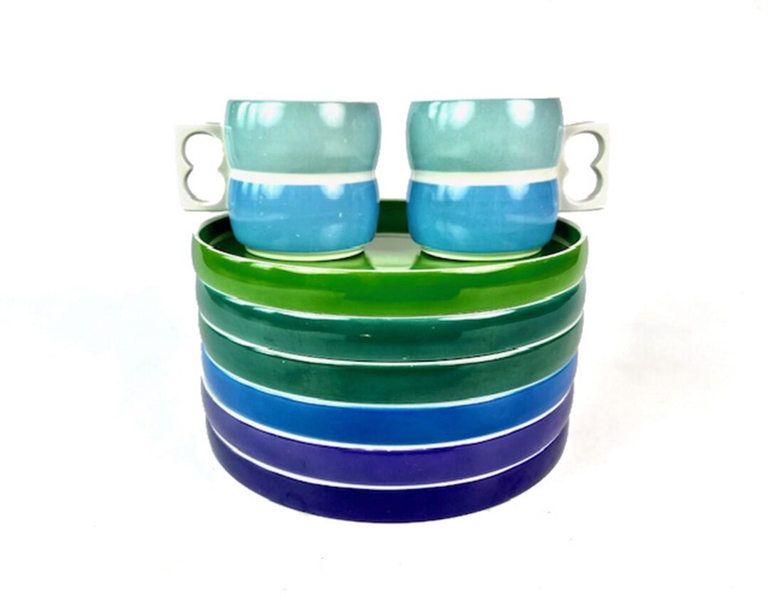 Block China Patterns 1970s Block China Chromatics German Blue Green Purple Porcelain Salad ...