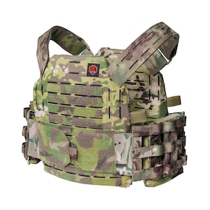 Malinois Multi Camo Plate Carrier Vest by Shield Concept - Lightweight Laser Cut Tactical Plate Carrier Vest - Armor Plate Carrier Vest