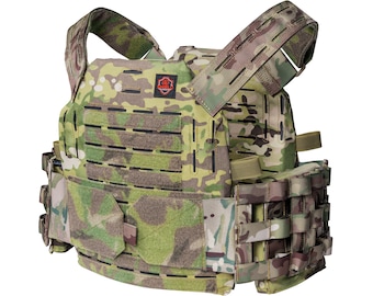 Malinois Multi Camo Plate Carrier Vest by Shield Concept - Lightweight Laser Cut Tactical Plate Carrier Vest - Armor Plate Carrier Vest