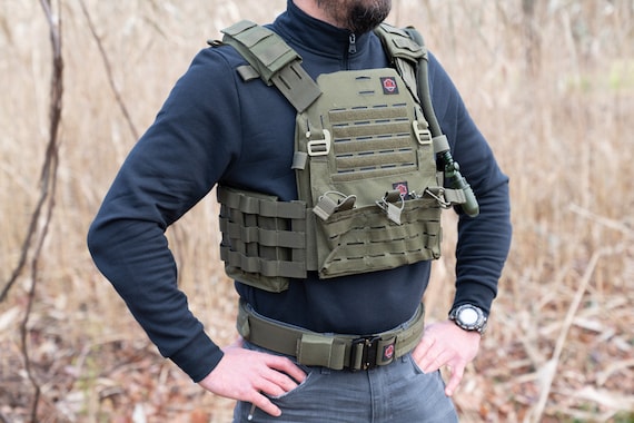 Ultimate Tactical Bundle Package OD Green by Shield Concept Plate Carrier  Vest Tactical Shooters Belt 1.75 Triple Mag Pouch Carrier 