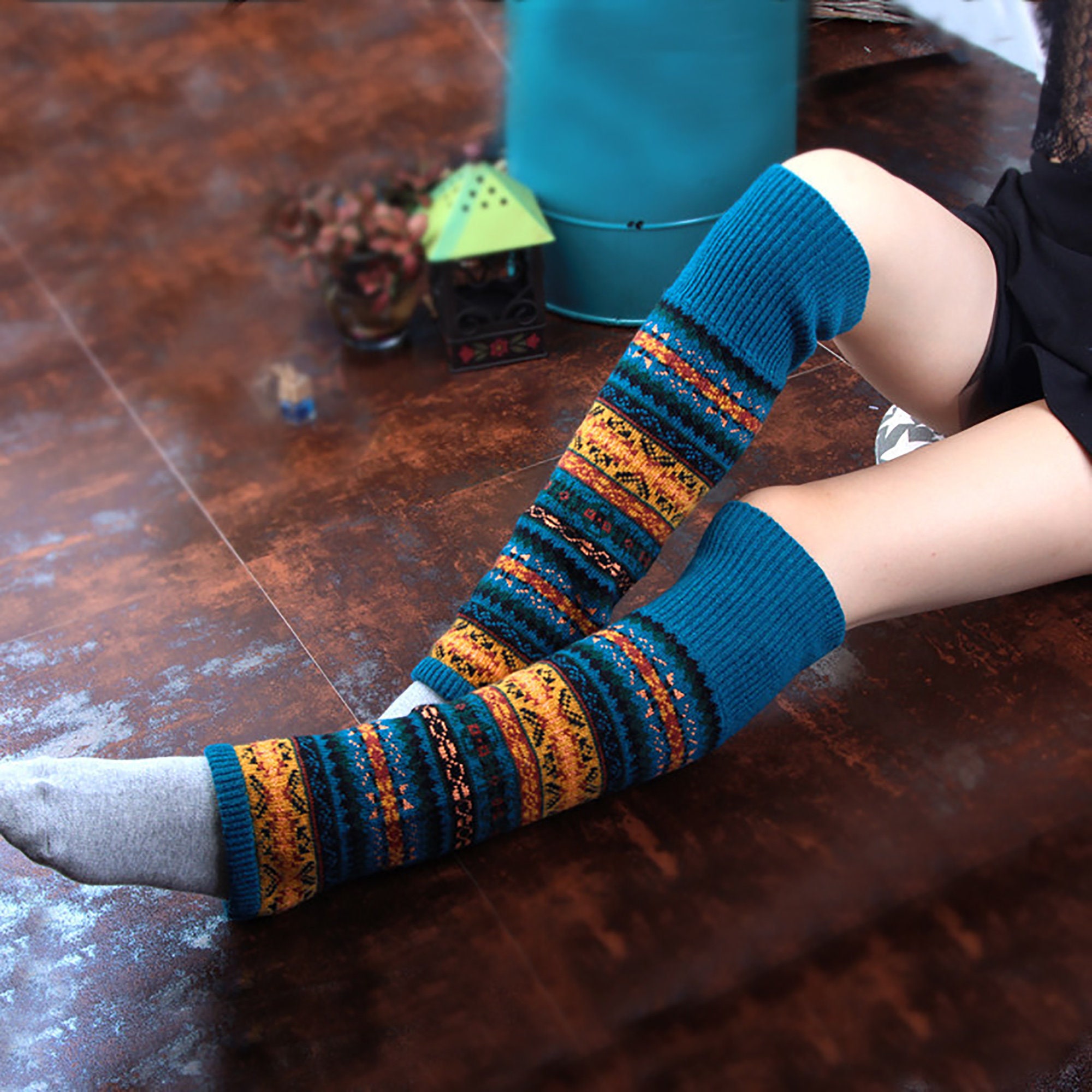 Bohemia Colorful Thick Leg Warmers Knitted Wool Leg Warmers - Etsy