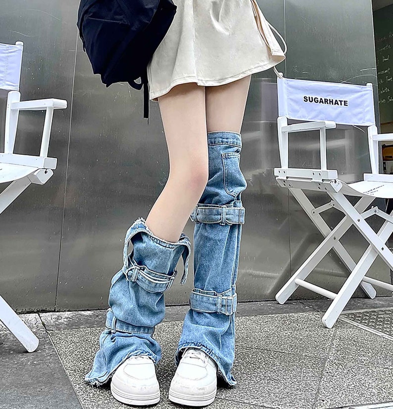 Y2K Sweet Cool Denim Strap Leg Warmers Vintage Harajuku Leg - Etsy Norway