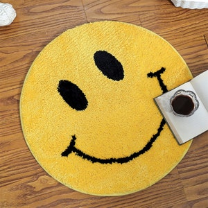 Smiley Face Rug Smiley Accent Mat Hand Tufted Yellow Rugs - Etsy