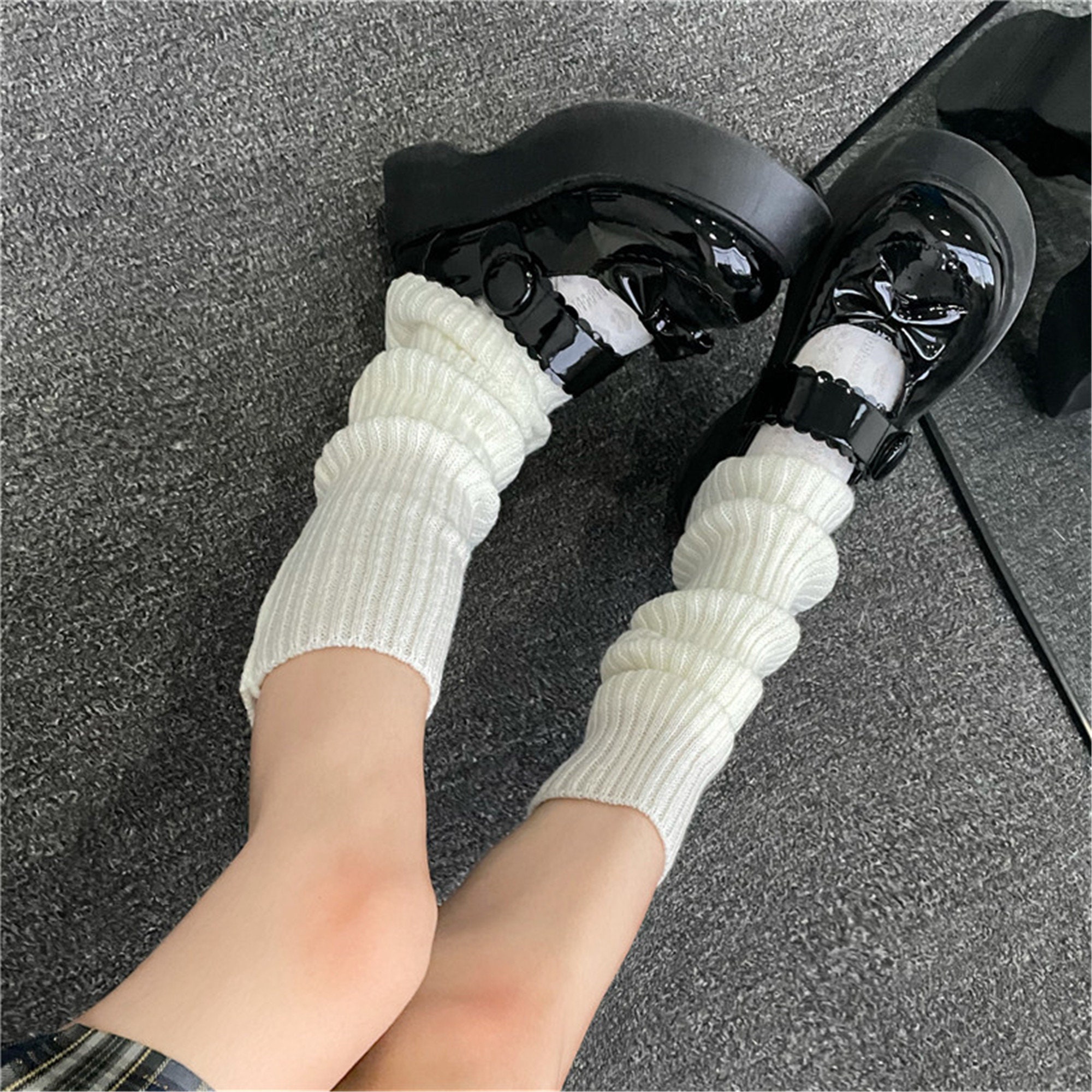 Knitted White Leg Warmers Knitting Wool Leg Warmerknitted Etsy