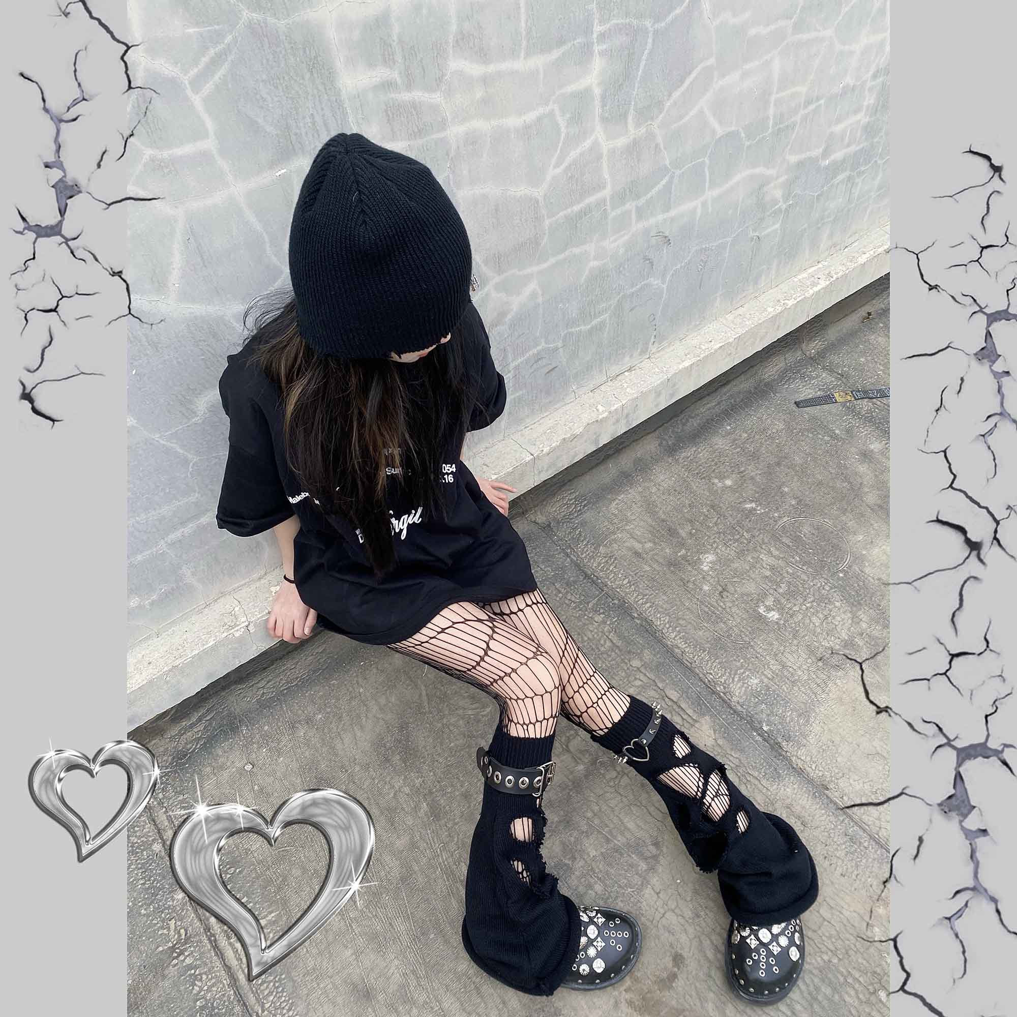 Y2K Hole Rivets Leg Warmers Gothic Leg Warmers Handmade Leg Etsy