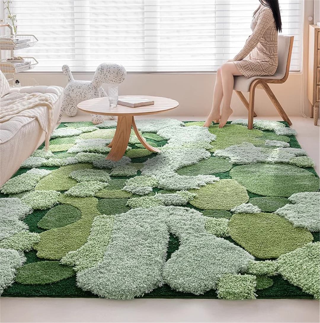 Large Green Moss Rug Soft 3D Area Rug Spring Grass Hand Etsy