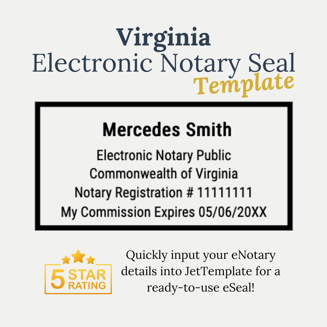 Virginia Editable Notary Seal, E Notary Stamp Template, Online Notary ...