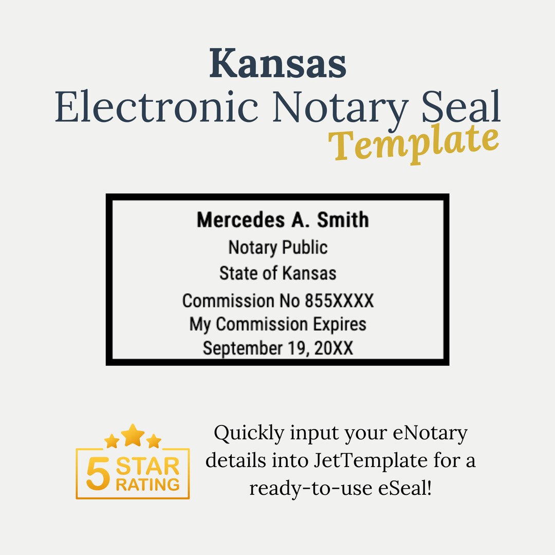 Kansas Remote Notary Seal Template, Digital Notary Stamp PNG, E Notary ...