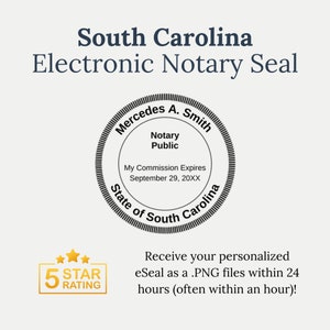South Carolina Electronic Notary Seal | South Carolina eNotary eSeal (Serrated Round) | PNG Instant Download – 2 Hr Delivery