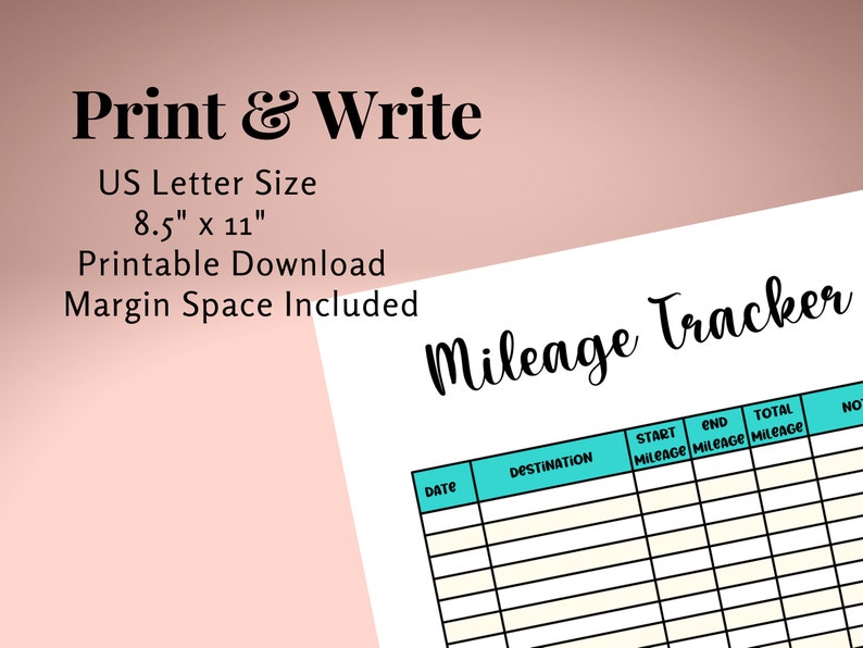 Mileage Tracker Printable Log Book Planner Insert Taxes - Etsy