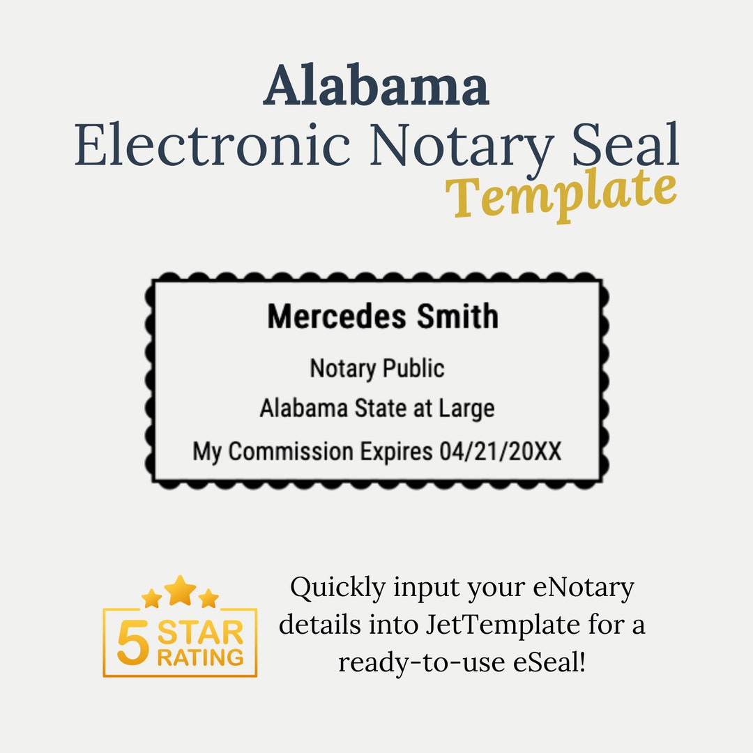 Alabama Remote Notary Seal Template, Digital Notary Stamp PNG, E Notary ...