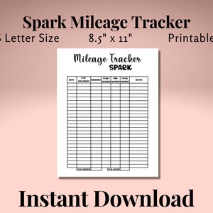 Spark Mileage Tracker Printable, Logbuch Planner Steuern, Gig Apps, Tracker Zubehör, Lieferung Fahrer