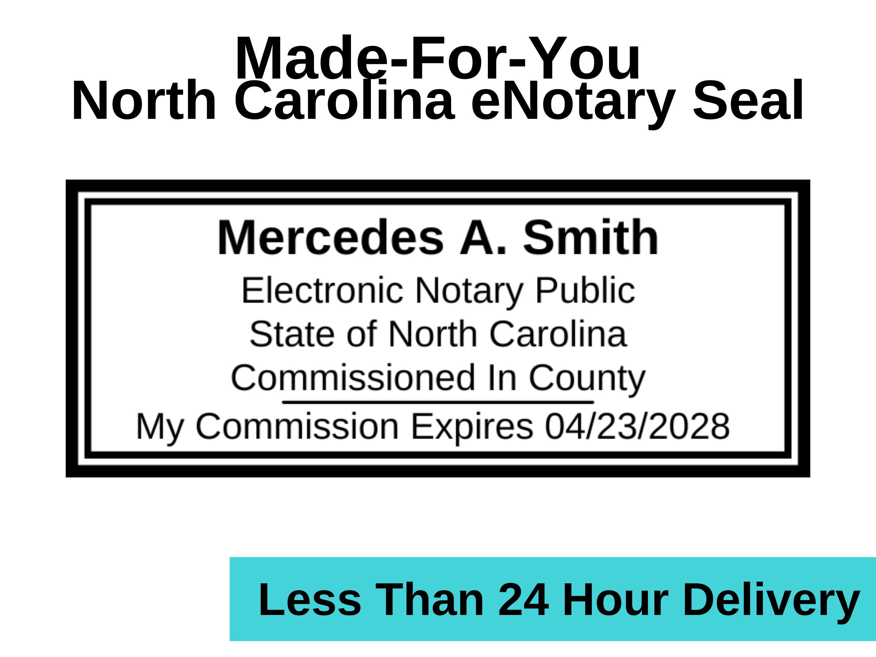 Electronic Notary Seal for North Carolina Lined Rectangle Made for You