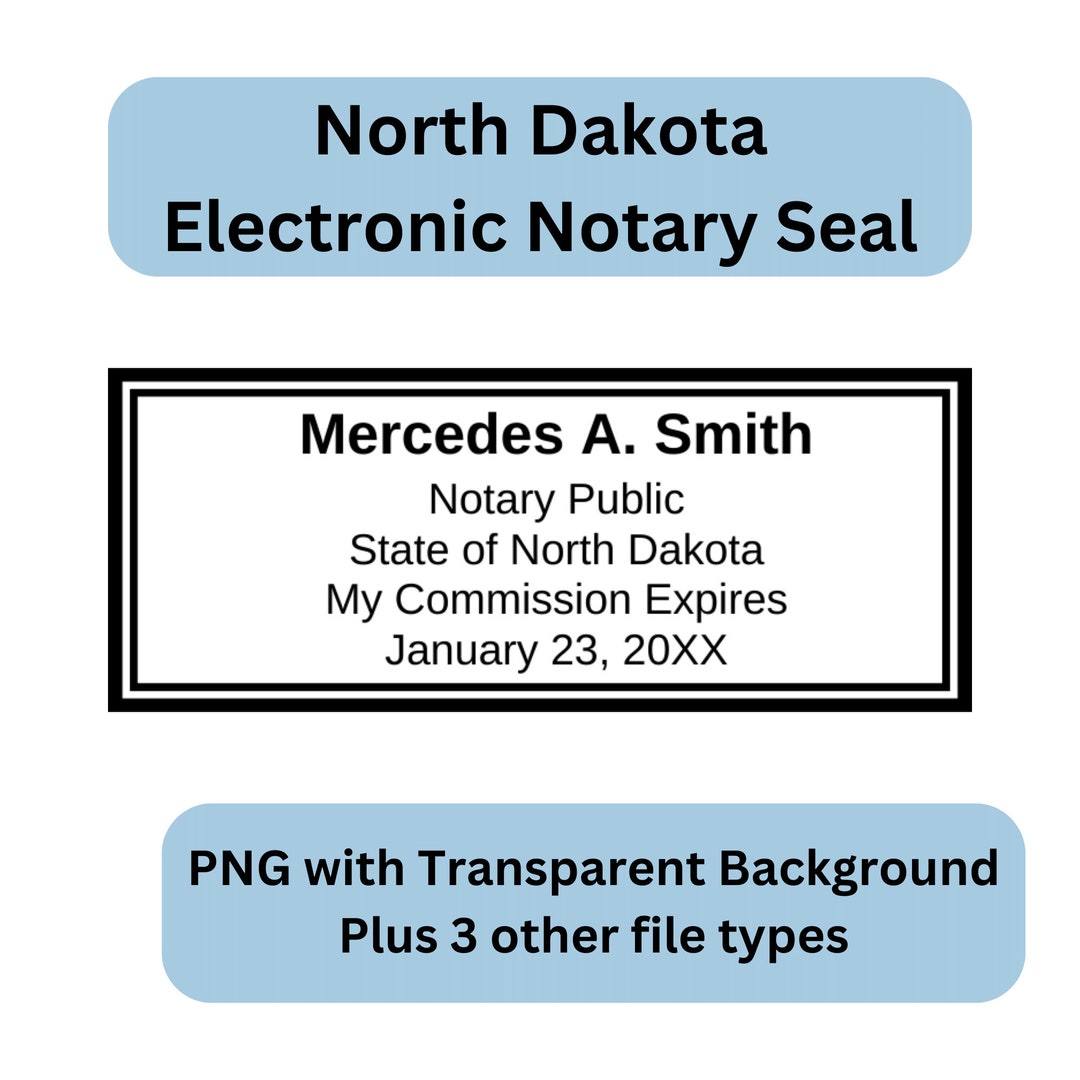 North Dakota Electronic Notary Public Seal, Digital Notary Public Stamp