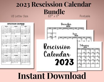 Rescission Calendar 2023 2023 Rescission Calendar Monthly Loan Signing Agents One Page | Etsy