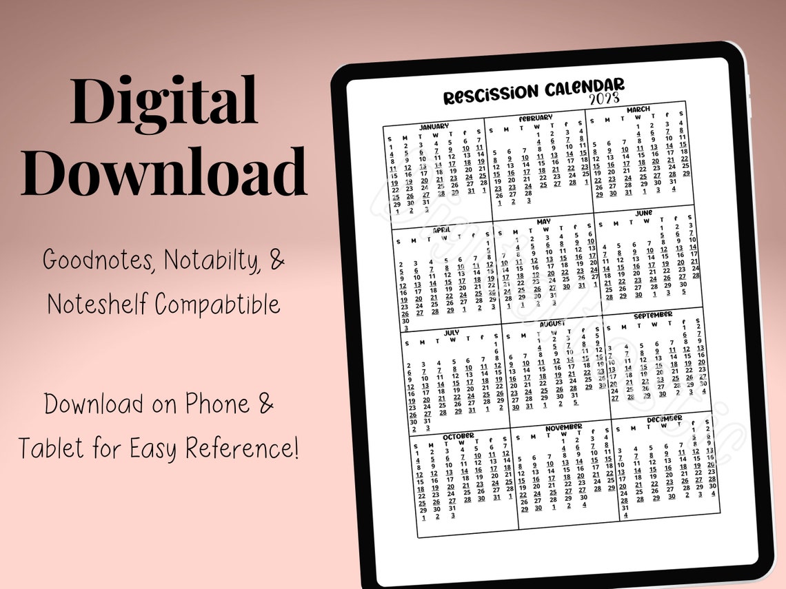 2023 Rescission Calendar Customize and Print