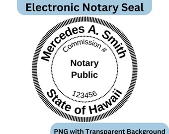 Hawaii Electronic Notary Public Seal, Digital Notary Stamp