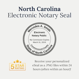 North Carolina Electronic Notary Seal | North Carolina eNotary eSeal (Serrated Round) | PNG Instant Download – 2 Hr Delivery