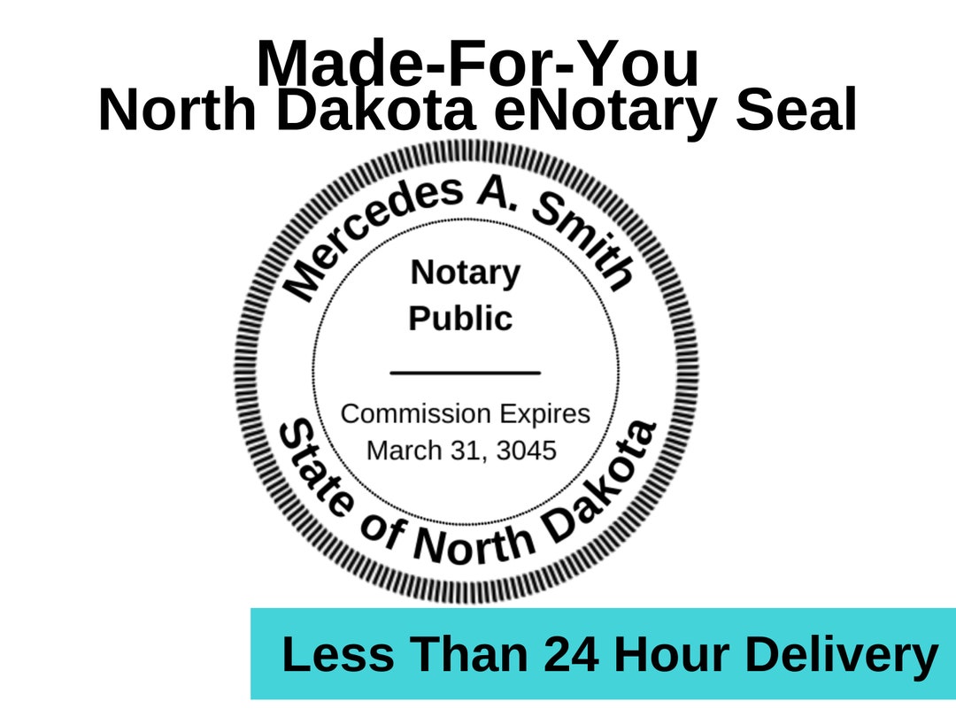 Electronic Notary Seal for North Dakota Lined Rectangle Etsy