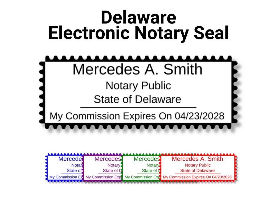 Electronic Notary Seal for Delaware Milled Rectangle Etsy