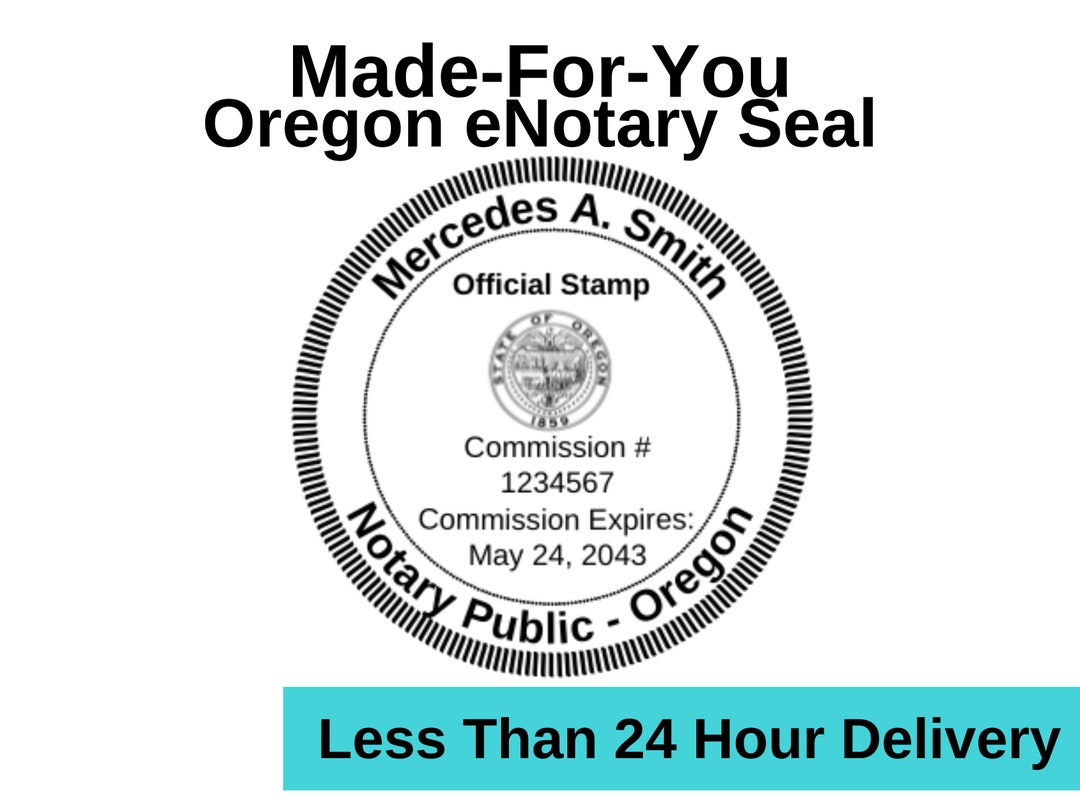 Electronic Notary Seal for Oregon Serrated Circle Made for Etsy