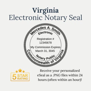 Virginia Electronic Notary Seal | Virginia eNotary eSeal (Serrated Round) | PNG Instant Download – 2 Hr Delivery