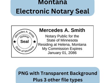 Montana Electronic Notary Public Seal, Digital Notary Stamp, Lined Rectangle