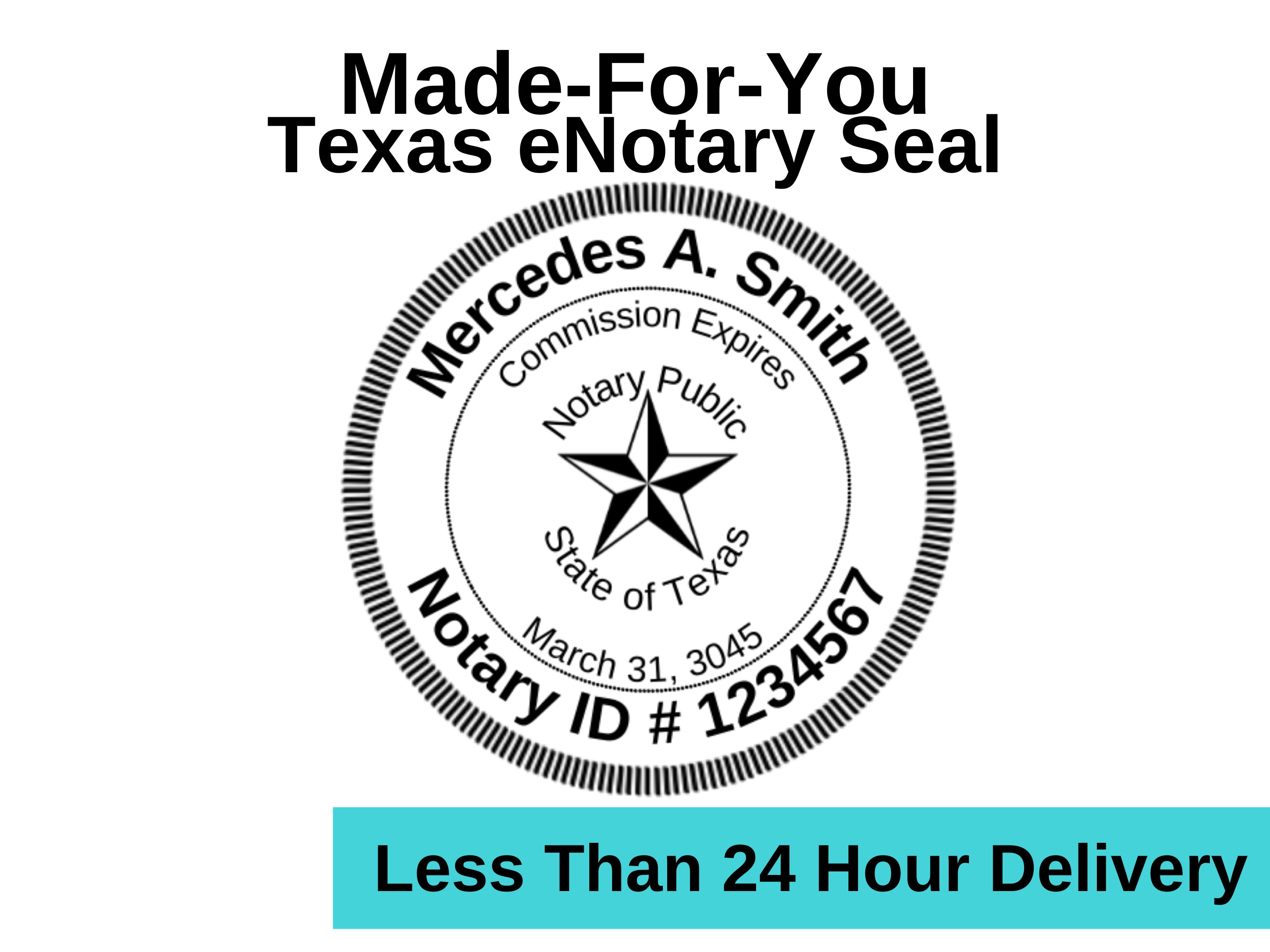 Texas Electronic Notary Seal Serrated Circle Made for You Etsy