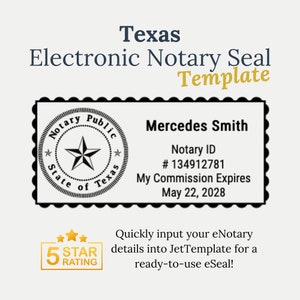 Texas Remote Notary Seal Template, Digital Notary Stamp PNG, E Notary Seal for Online Use