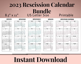 2023 Rescission Calendar 2022 Rescission Calendar For Loan Signing Agents Mobile | Etsy