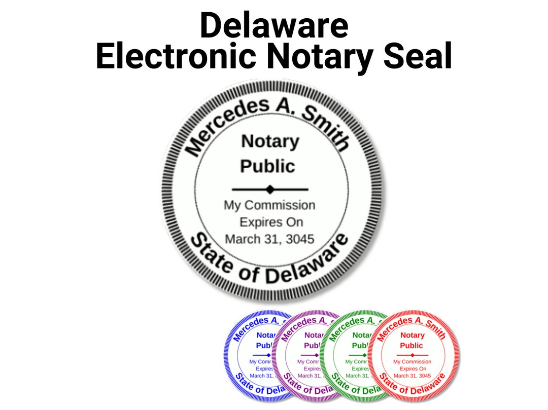 Electronic Notary Seal for Delaware Serrated Circle Etsy