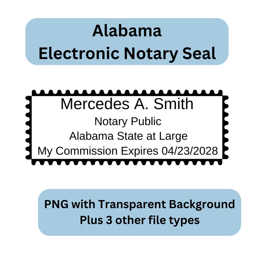 Alabama Electronic Notary Seal, Digital Notary Stamp, Milled Rectangle