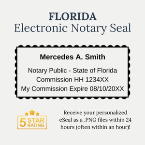 Sigillo elettronico notarile della Florida / Sigillo eNotary della Florida (rettangolo fresato) / Timbro notarile digitale – Consegna rapida