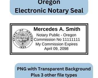 Oregon Electronic Notary Public Seal, Digital Notary Stamp, Lined Rectangle