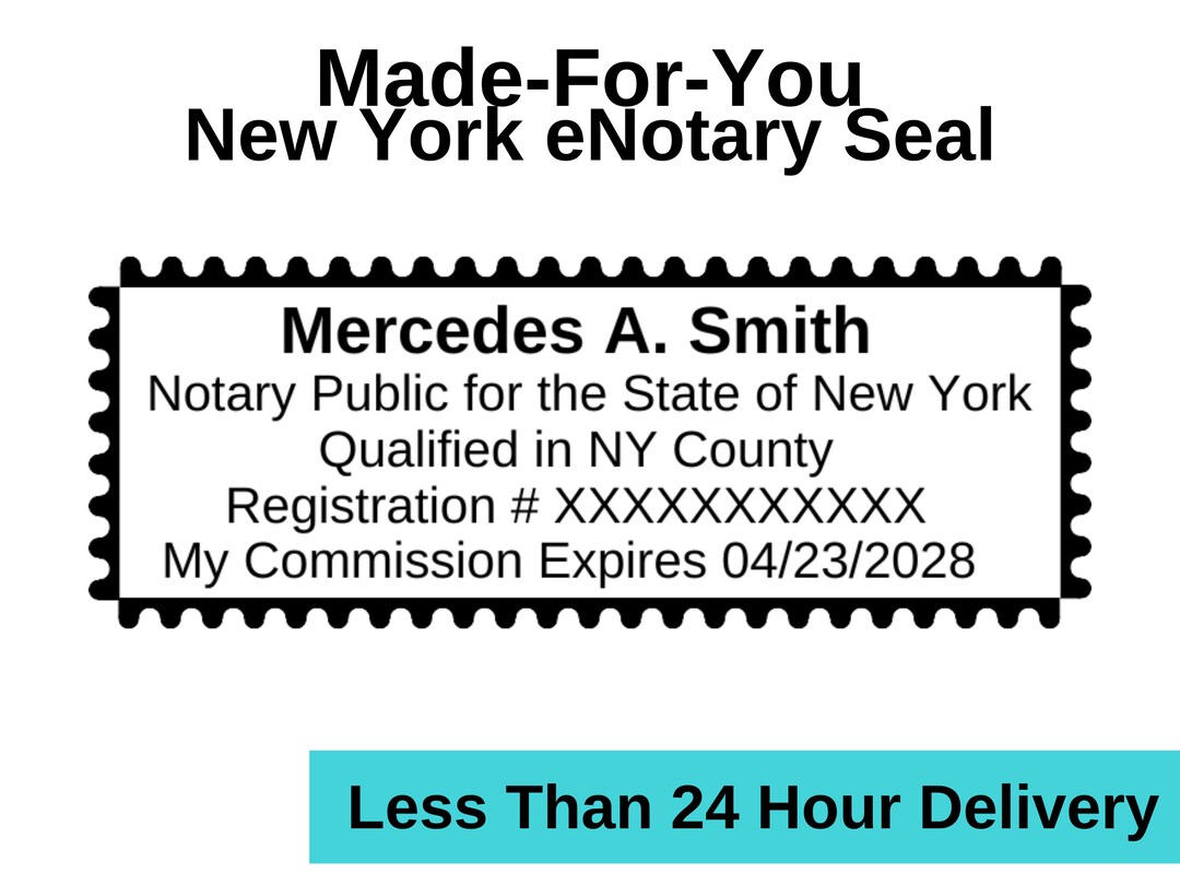 Electronic Notary Seal for New York Milled Rectangle Made Etsy