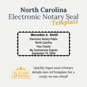 North Carolina Electronic Notary PNG, Notary Stamp Template, RON Notary Seal, Digital Notary Stamp