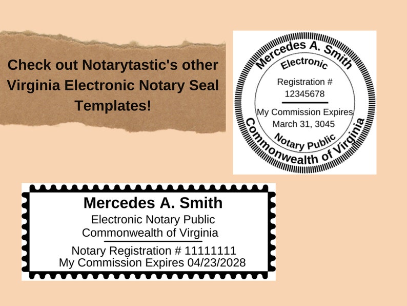Virginia Electronic Notary Lined Rectangle Seal Canva Template Etsy