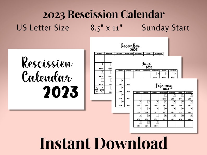 Black 2023 Rescission Monthly Calendar 3 Loan Signing Agents Etsy