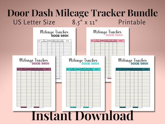 Door Dash Mileage Tracker Printable Log Book Planner Taxes | Etsy Australia