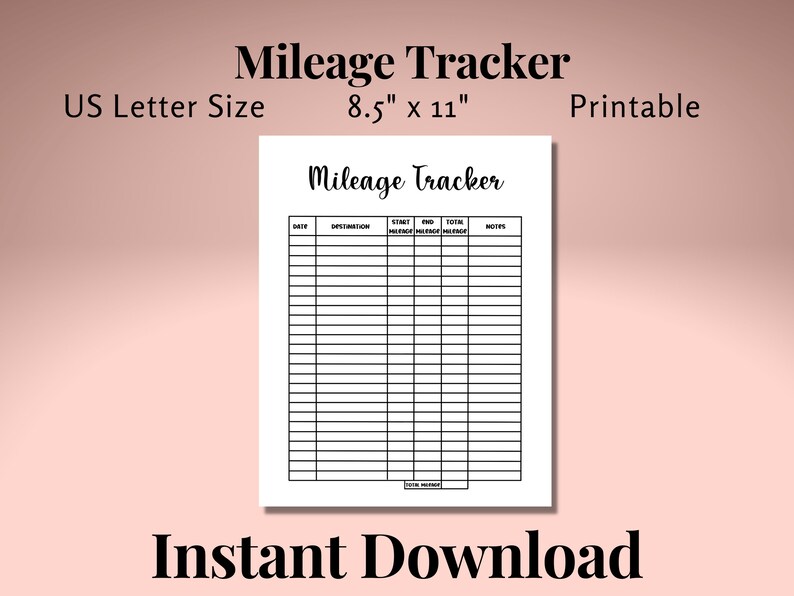 Mileage Tracker Printable, Log Book, Planner Insert, Taxes Binder ...