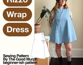 Rizzo Wrap Dress PDF Sewing Pattern | Beginner Wrap Dress Pattern | Apron Dress | Tie Side Dress PDF | Digital Sewing Pattern | Shift Dress