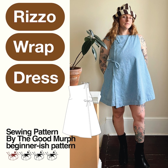Rizzo Wrap Dress PDF Sewing Pattern | Beginner Wrap Dress Pattern | Apron Dress | Tie Side Dress PDF | Digital Sewing Pattern | Shift Dress