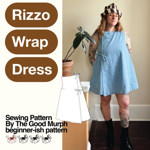 Rizzo Wrap Dress PDF Sewing Pattern | Beginner Wrap Dress Pattern | Apron Dress | Tie Side Dress PDF | Digital Sewing Pattern | Shift Dress