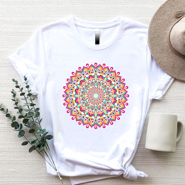 Mandala T-shirt, Pretty Mandala Shirt, Cute Shirt for Woman, Flower Shirt, Gifts for Her, Cute Mandala Hoodie, Cute Spring Sweatshirt