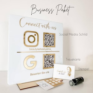 Personalisiertes Business Paket Schild Stempel Treuekarten  Instagram Facebook Google my Business QR Code