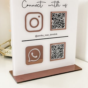 Personalized Social Media Business Sign Standee Instagram Facebook WhatsApp QR Code Social Media