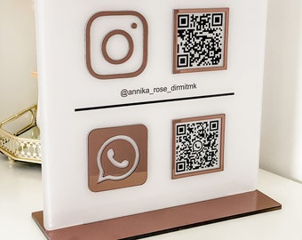 Personalized Social Media Business Sign Standee Instagram Facebook WhatsApp QR Code Social Media