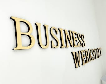 3D muurletters bedrijfsteken logo goud acryl wanddecoratie muursticker zakelijk