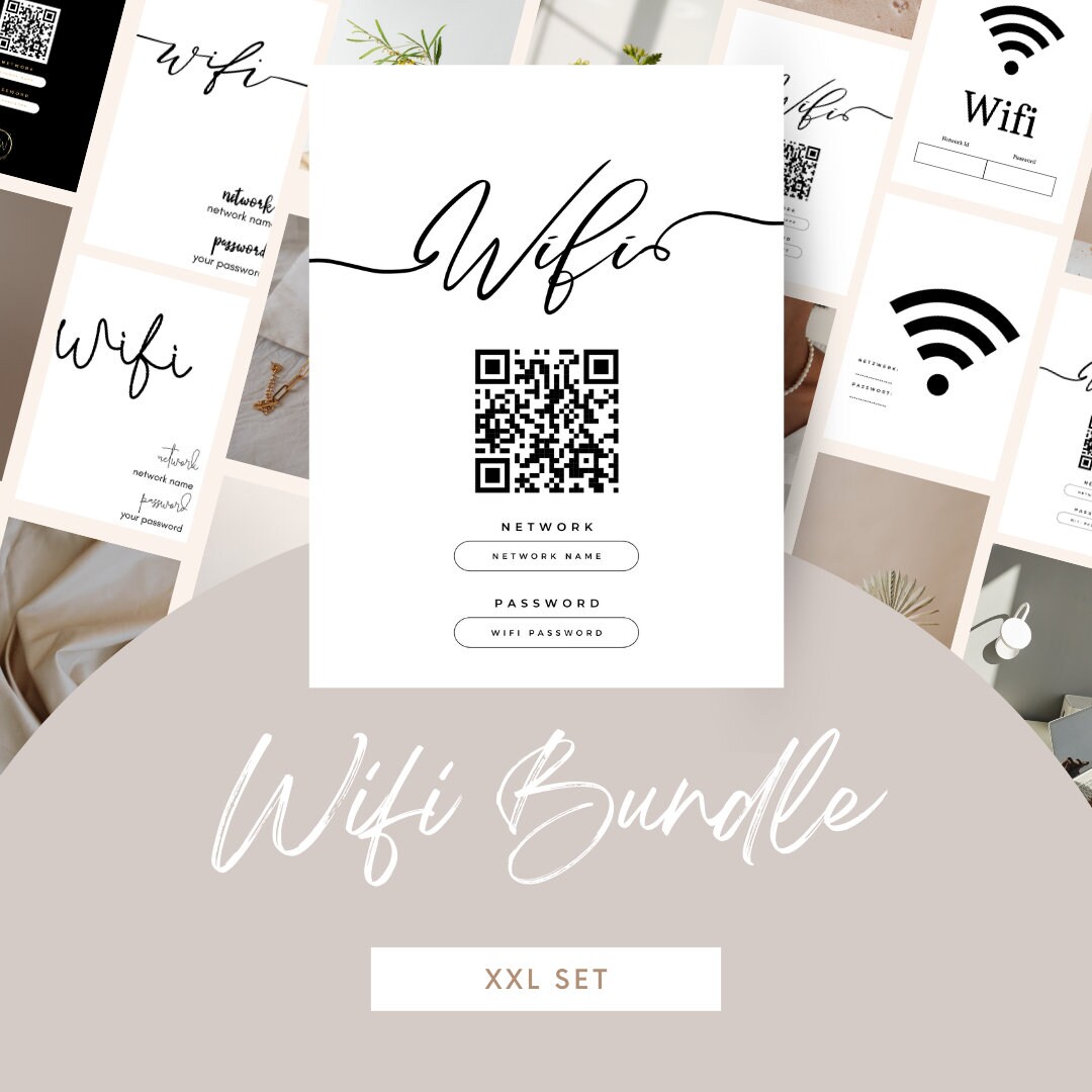 Wifi Poster Set XXL Wlan Canva Template for Printing and Editing A4 ...